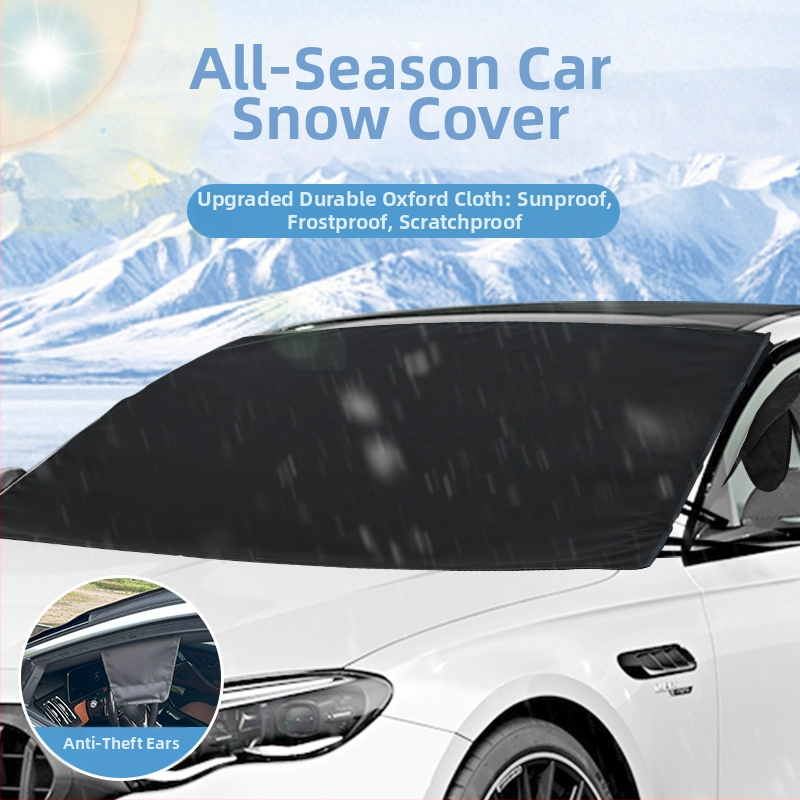 Pokrytie čelného skla auta proti snehu — materiál 600D Oxford, univerzálne prispôsobenie, prispôsobiteľné