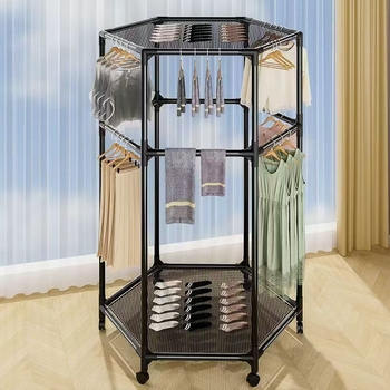 Padlón álló szárítórács, hexagonális 16 csővel, görgőkkel mozgatható, forgó, és szárító hálóval