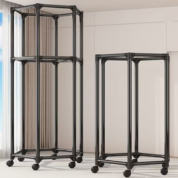 Padlón álló szárítórács, hexagonális 16 csővel, görgőkkel mozgatható, forgó, és szárító hálóval