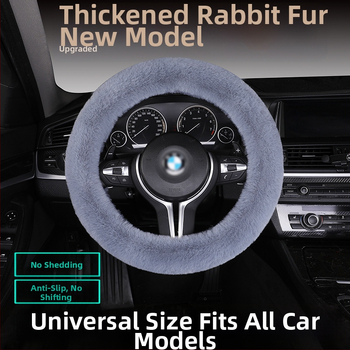 Set poťahov volantu z umelej kožušiny – protiskúšavý, teplý, univerzálna kompatibilita, obsahuje vankúš na sedadlo z kožušiny