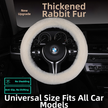 Set poťahov volantu z umelej kožušiny – protiskúšavý, teplý, univerzálna kompatibilita, obsahuje vankúš na sedadlo z kožušiny