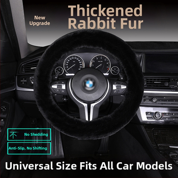 Set poťahov volantu z umelej kožušiny – protiskúšavý, teplý, univerzálna kompatibilita, obsahuje vankúš na sedadlo z kožušiny