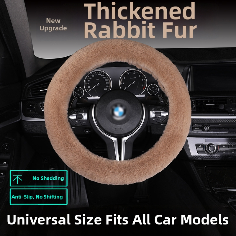 Set poťahov volantu z umelej kožušiny – protiskúšavý, teplý, univerzálna kompatibilita, obsahuje vankúš na sedadlo z kožušiny