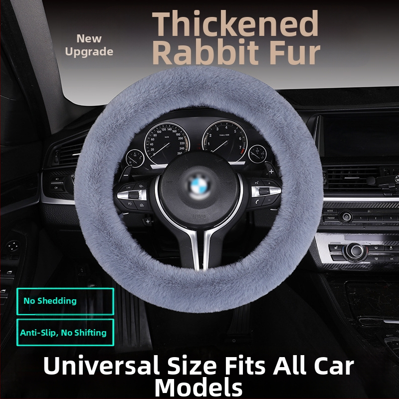 Set poťahov volantu z umelej kožušiny – protiskúšavý, teplý, univerzálna kompatibilita, obsahuje vankúš na sedadlo z kožušiny