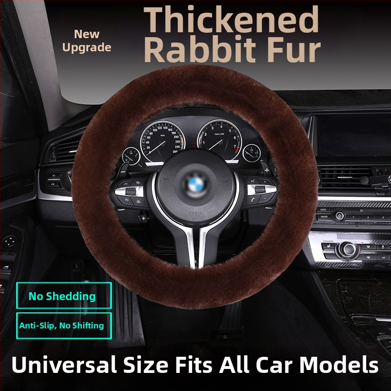 Set poťahov volantu z umelej kožušiny – protiskúšavý, teplý, univerzálna kompatibilita, obsahuje vankúš na sedadlo z kožušiny