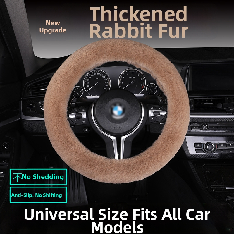 Set poťahov volantu z umelej kožušiny – protiskúšavý, teplý, univerzálna kompatibilita, obsahuje vankúš na sedadlo z kožušiny