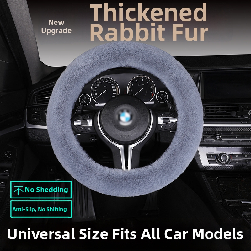 Set poťahov volantu z umelej kožušiny – protiskúšavý, teplý, univerzálna kompatibilita, obsahuje vankúš na sedadlo z kožušiny