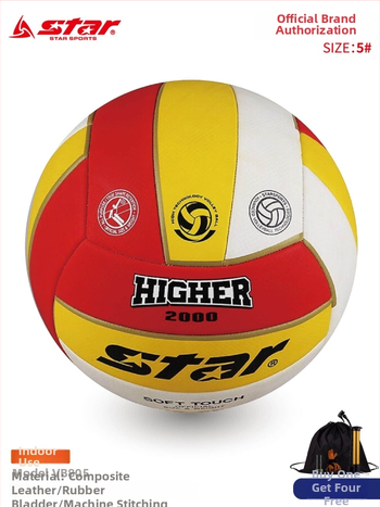 Volejbalová lopta na indoor tréning, Star/Shida, PVC, šitie strojom, No. 5