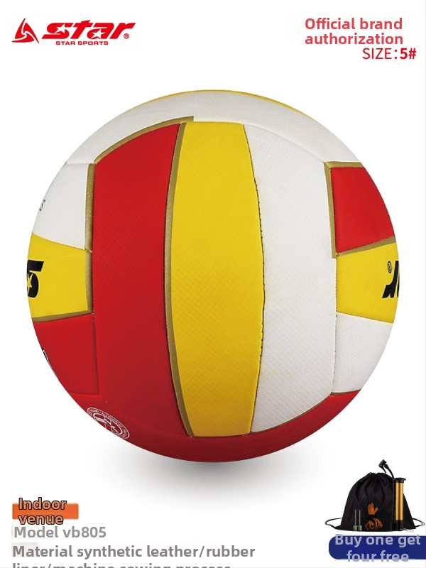 Volejbalová lopta na indoor tréning, Star/Shida, PVC, šitie strojom, No. 5