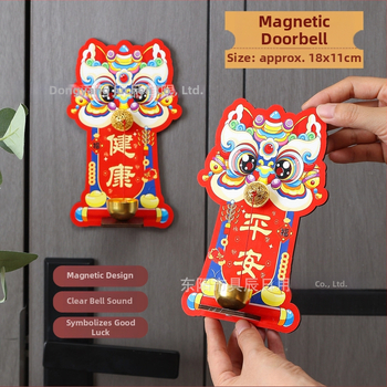 Visací doplnok – drevo, ručne vyrobené, Lion Doorbell, Štýl: roztomilý/retro/kreatívny/čínske, Kód: Magnetic Doorbell Refrigerator Sticker