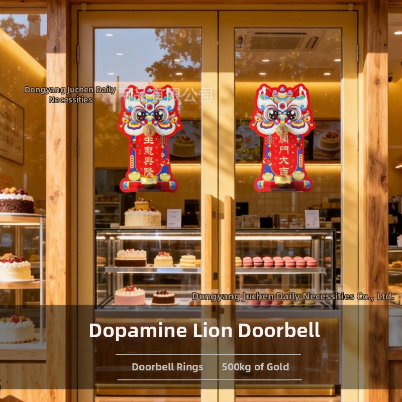 Visací doplnok – drevo, ručne vyrobené, Lion Doorbell, Štýl: roztomilý/retro/kreatívny/čínske, Kód: Magnetic Doorbell Refrigerator Sticker