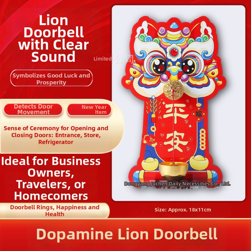 Visací doplnok – drevo, ručne vyrobené, Lion Doorbell, Štýl: roztomilý/retro/kreatívny/čínske, Kód: Magnetic Doorbell Refrigerator Sticker