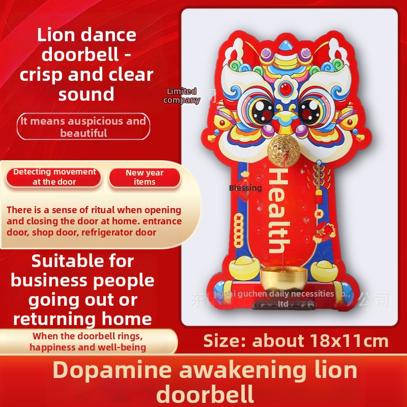 Visací doplnok – drevo, ručne vyrobené, Lion Doorbell, Štýl: roztomilý/retro/kreatívny/čínske, Kód: Magnetic Doorbell Refrigerator Sticker
