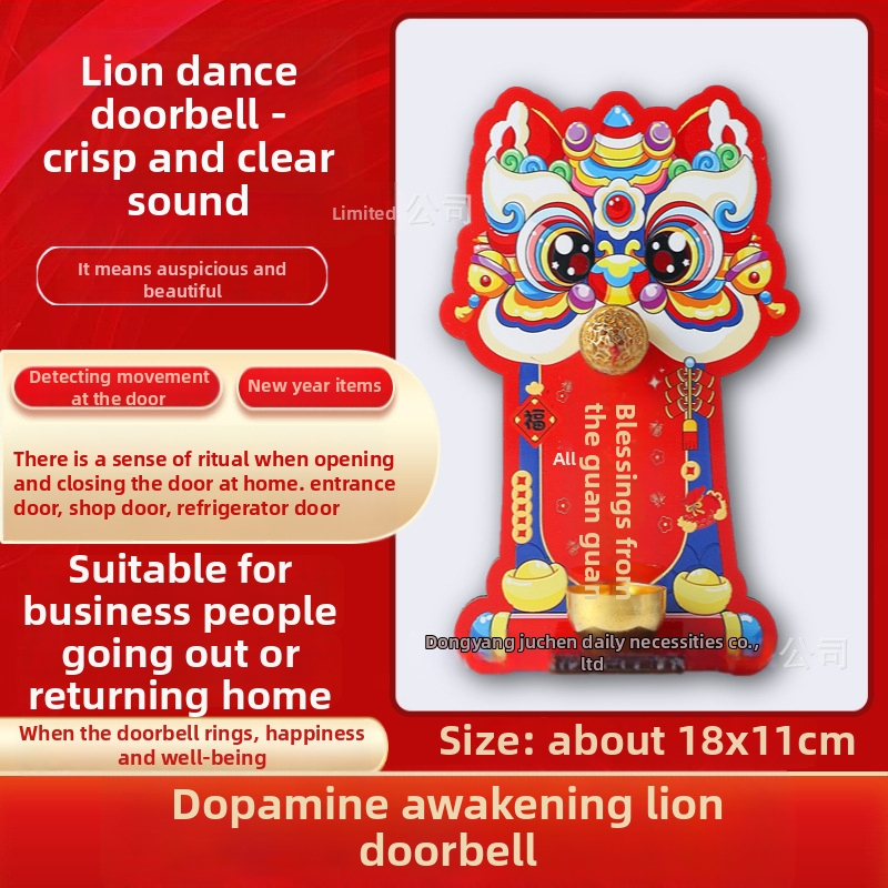 Visací doplnok – drevo, ručne vyrobené, Lion Doorbell, Štýl: roztomilý/retro/kreatívny/čínske, Kód: Magnetic Doorbell Refrigerator Sticker