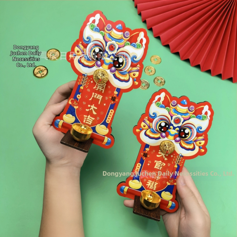 Visací doplnok – drevo, ručne vyrobené, Lion Doorbell, Štýl: roztomilý/retro/kreatívny/čínske, Kód: Magnetic Doorbell Refrigerator Sticker