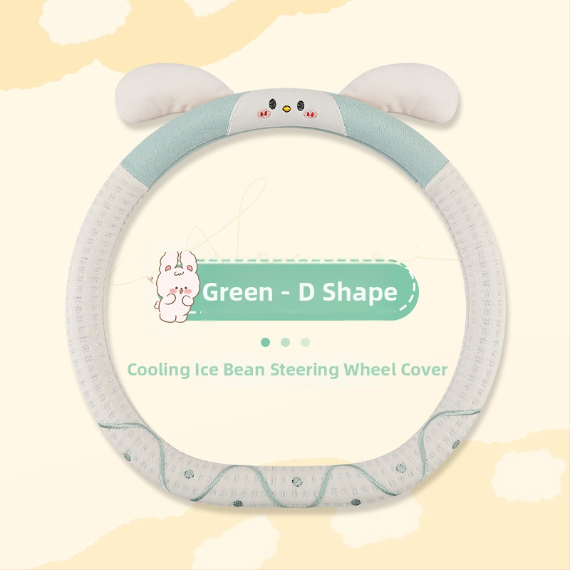Povlak na volantu auta – kreslený dizajn so zajačikom, povrch z ľadového hodvábu, všetky ročné obdobia, univerzálne uchytenie, ľahká inštalácia