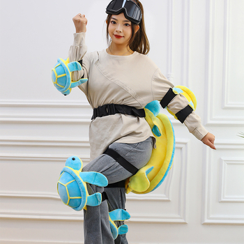 Седалкова защита за ски с костенурка – плюшена играчка и анти падане, пълнеж ПП памук, плат велур, възраст 7–14 г