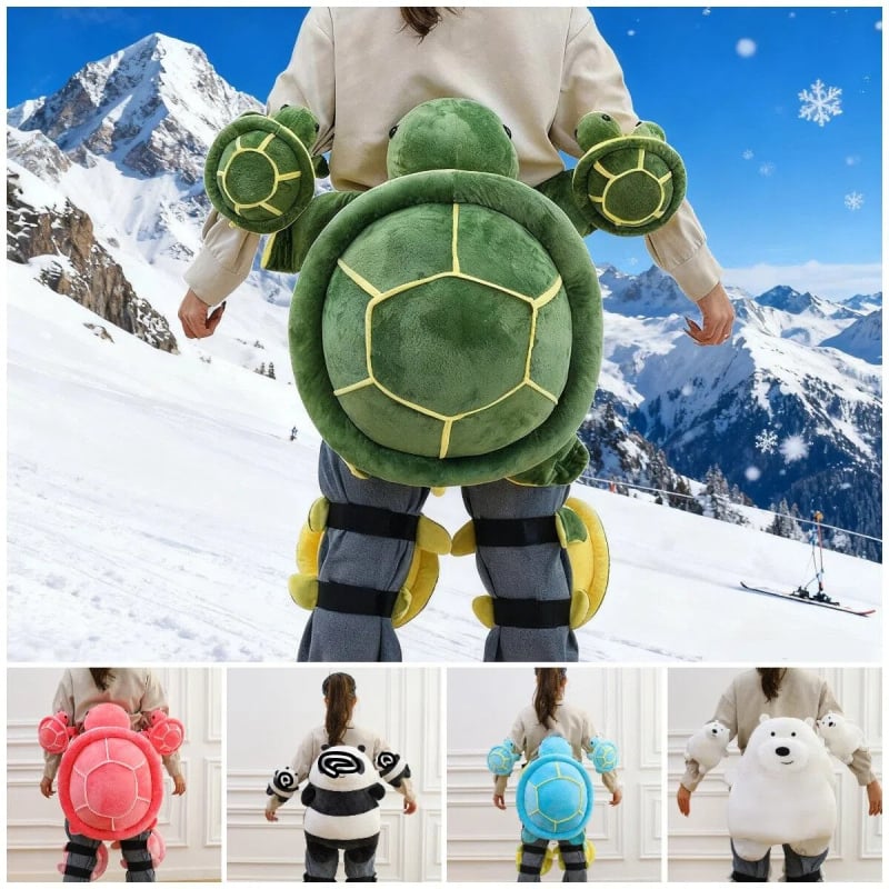 Седалкова защита за ски с костенурка – плюшена играчка и анти падане, пълнеж ПП памук, плат велур, възраст 7–14 г