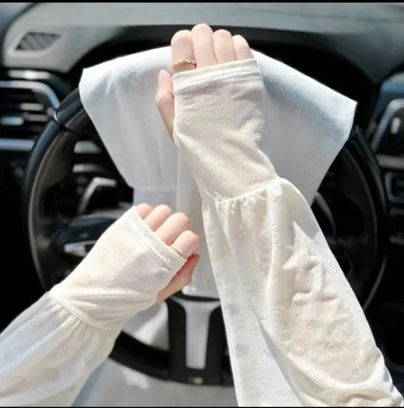 Ženski zaštitni rukav protiv sunca – prozračni ljetni Ice Silk, širok kroj, za vožnju biciklom i automobilom, materijal poliester, marka Yixi, stil Fresh and Sweet, proljeće 2024