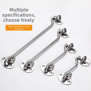 Nerezový okenný háčik – model Window Wind Hook, Materiál: nerezová oceľ, Povrchová úprava: lesklá elektroplatňa, Použitie: dverový/okenný zámok, Značka: Three Cats