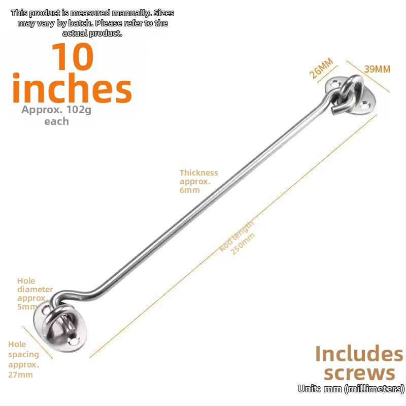 Nerezový okenný háčik – model Window Wind Hook, Materiál: nerezová oceľ, Povrchová úprava: lesklá elektroplatňa, Použitie: dverový/okenný zámok, Značka: Three Cats