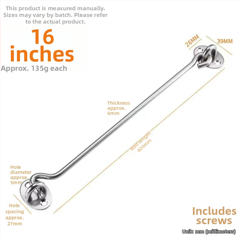Nerezový okenný háčik – model Window Wind Hook, Materiál: nerezová oceľ, Povrchová úprava: lesklá elektroplatňa, Použitie: dverový/okenný zámok, Značka: Three Cats