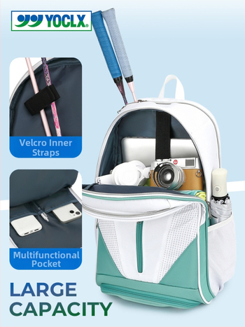 3-dielny set batohov na badminton a tenis, unisex, s veľkou kapacitou, vyrobené z Oxfordovej tkaniny a polyesteru