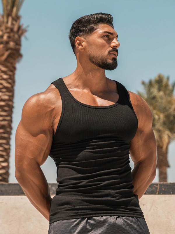 Muška uska pamučna vesta, jednobojna boja, 90% pamuk, za slobodno vrijeme, sve sezone