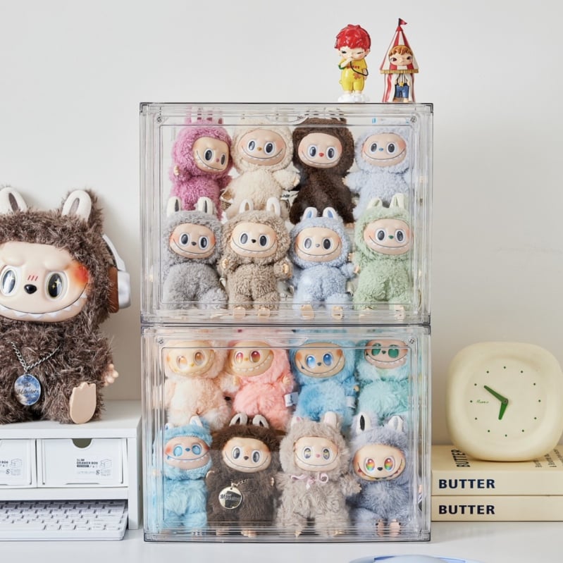 Műanyag figurák kiállítására szolgáló doboz logónyomtatással, testreszabható, modern minimalista dizájn