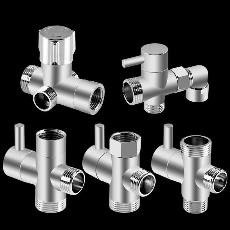 Dijelnik vode za tuš, bakreni, kromirani, 3-uzdužni Tee adapter, 20 mm grana, maksimalna temperatura 120°C