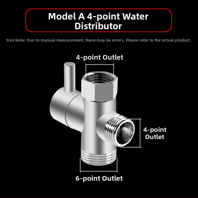Sprchový delič vody, meď, chrómovaný, 3-ramenný Tee adaptér, 20 mm odbočka, max teplota 120°C