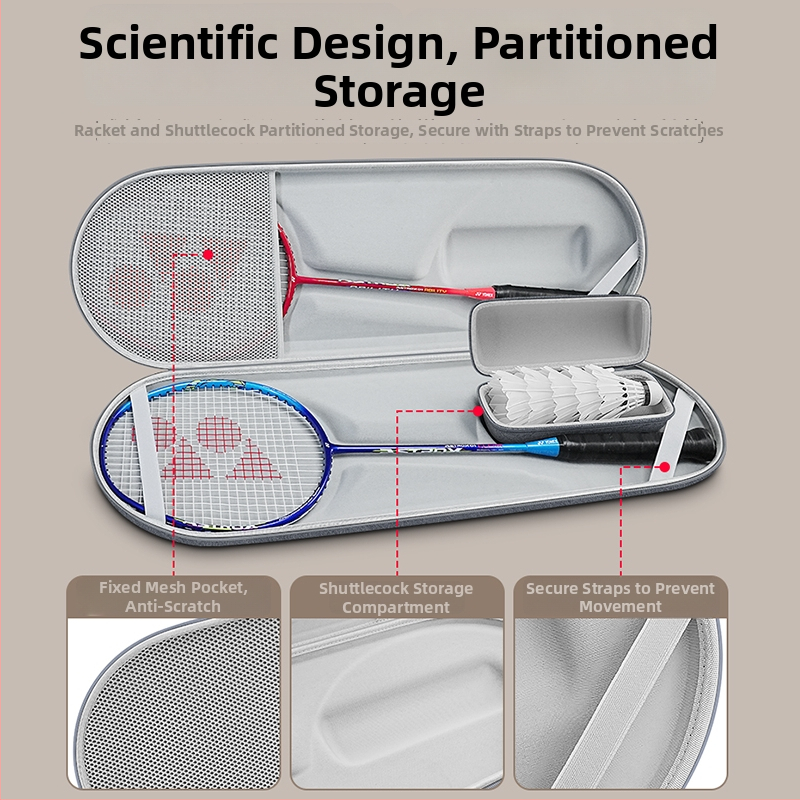 Box na príslušenstvo pre badminton - prenosný, vodotesný tvrdý obal, ochrana proti tlaku, plátený materiál