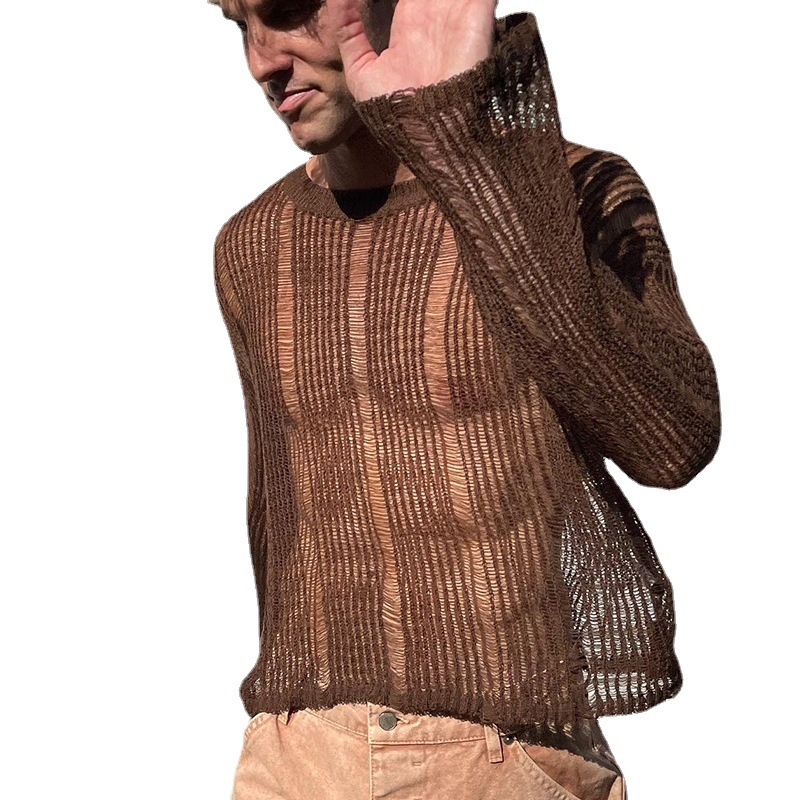 Muška majica s dugim rukavima, slim fit, stojeći ovratnik, poliester, geometrijski uzorak