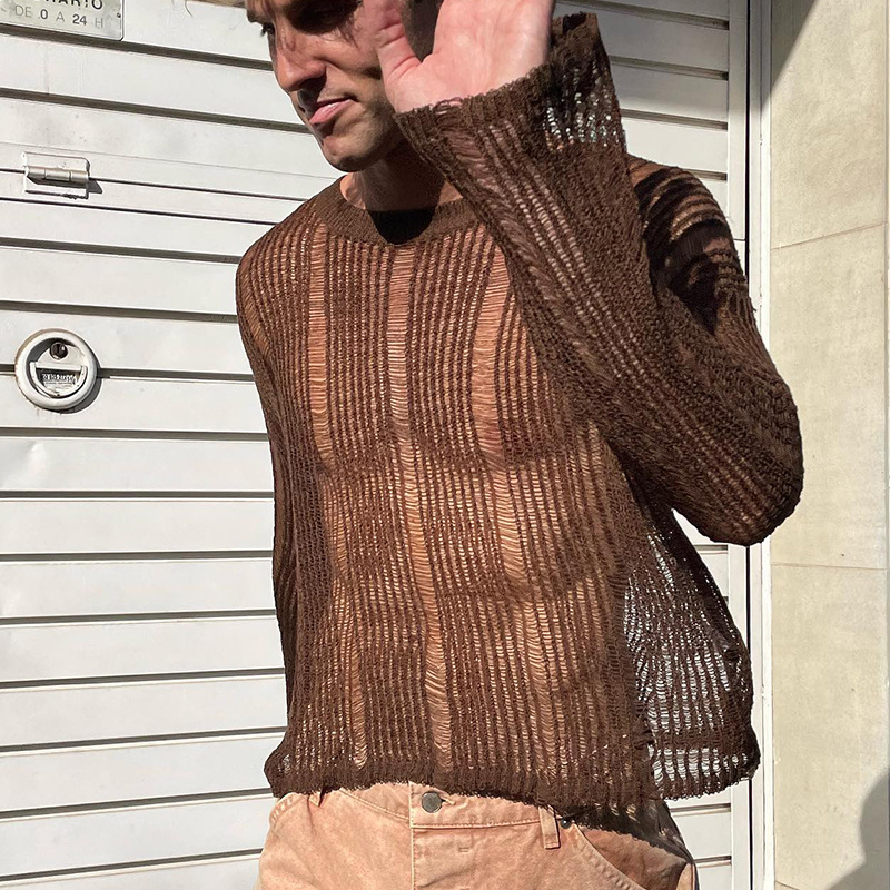 Muška majica s dugim rukavima, slim fit, stojeći ovratnik, poliester, geometrijski uzorak