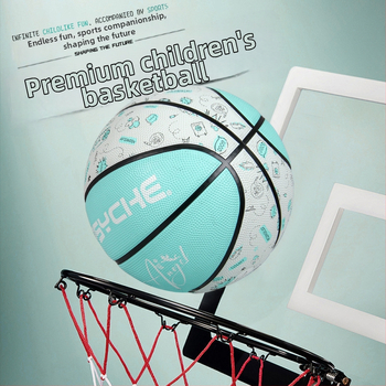PSYCHE Graffiti séria No.5 juniorský gumový basketbal na vnútorné aj vonkajšie použitie — protišmykový, odolný voči opotrebeniu