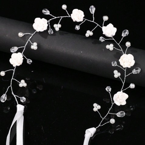 Sportos fejkendő virággal, puha agyagból, kézzel készített, női stílus, virág forma, hajkiegészítő