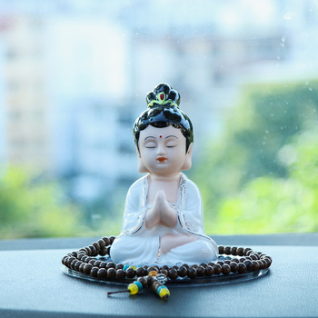Автомобилна керамична статуетка Буда Майтрея, декоративна за централна конзола, китайски традиционен стил