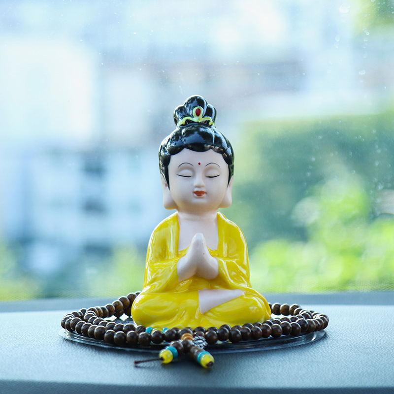 Автомобилна керамична статуетка Буда Майтрея, декоративна за централна конзола, китайски традиционен стил
