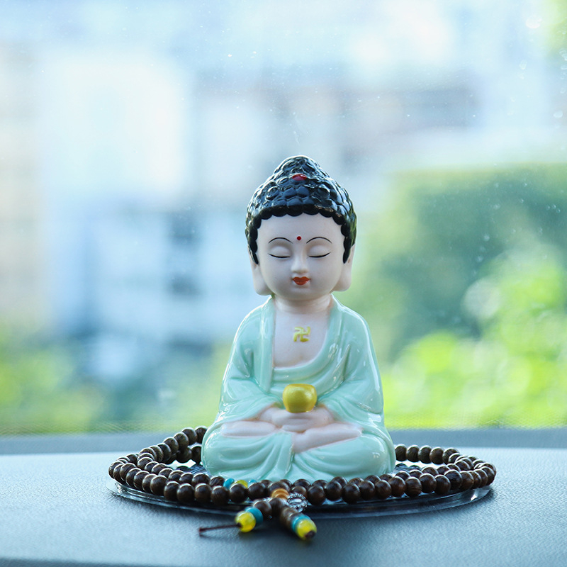 Автомобилна керамична статуетка Буда Майтрея, декоративна за централна конзола, китайски традиционен стил