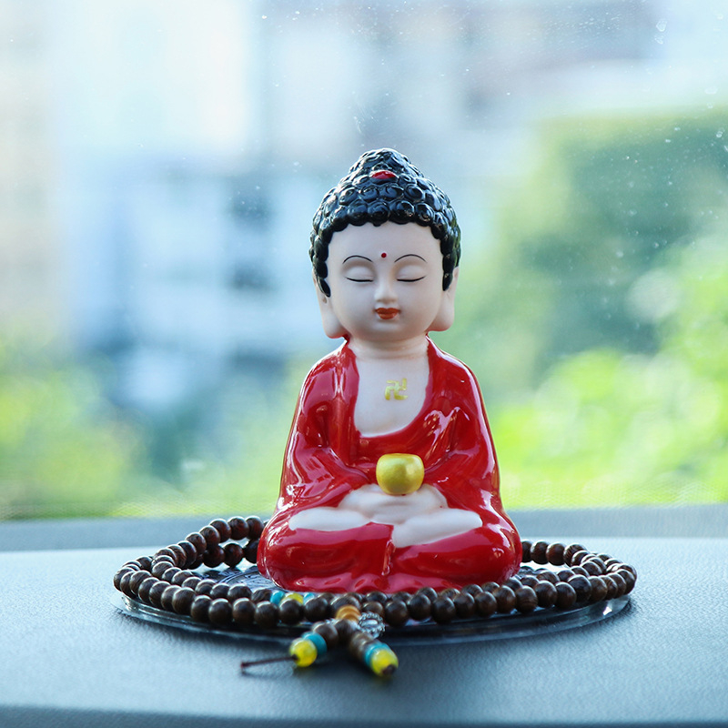 Автомобилна керамична статуетка Буда Майтрея, декоративна за централна конзола, китайски традиционен стил