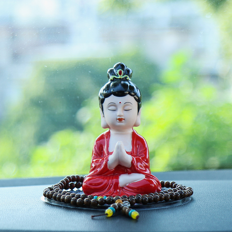 Автомобилна керамична статуетка Буда Майтрея, декоративна за централна конзола, китайски традиционен стил
