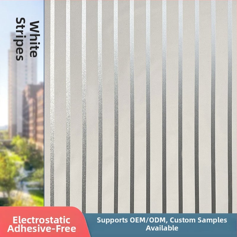 Film de intimitate pentru geamuri, electrostatic – transmite lumina, dar nu permite vederea, cu model geometric, pentru birou și sufragerie