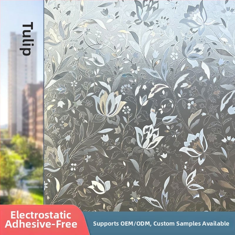 Film de intimitate pentru geamuri, electrostatic – transmite lumina, dar nu permite vederea, cu model geometric, pentru birou și sufragerie