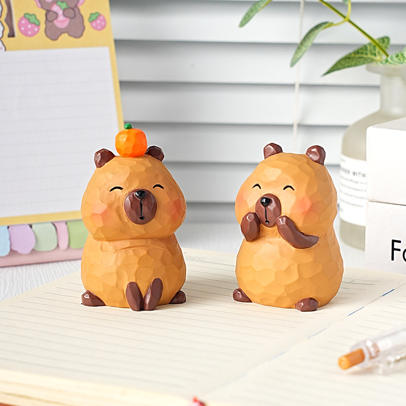 Ornament auto cu capybara, stil cartoon, material rășină, brand Dingyun, categorie animale
