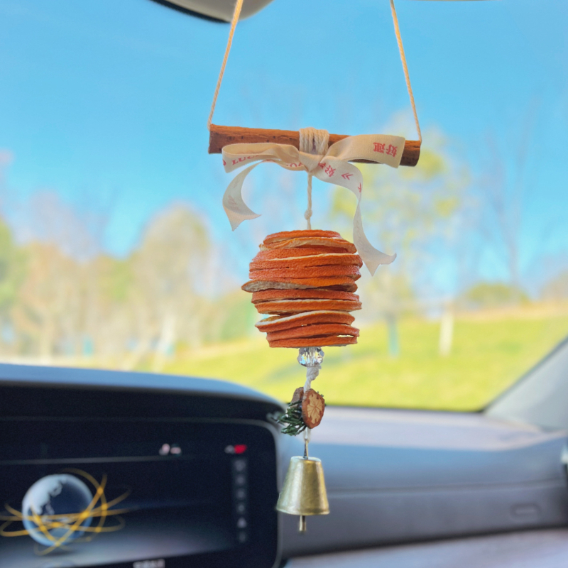 Auto aromaterapijski ukras s komadićem naranče, drveni držač parfema, ručno izrađeno suho cvijeće, DIY dekoracija