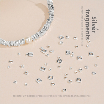 Silver Love S925 sterling srebro — kvadratne, polomljene spacer perle za DIY narukvice i ogrlice