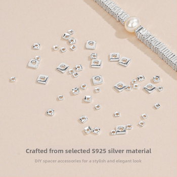 Silver Love S925 sterling srebro — kvadratne, polomljene spacer perle za DIY narukvice i ogrlice
