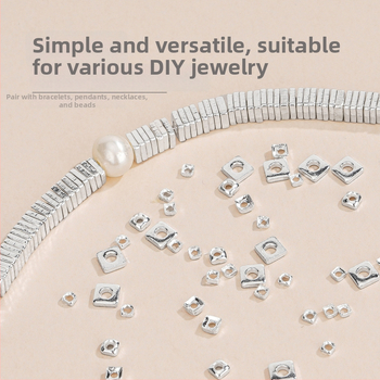 Silver Love S925 sterling srebro — kvadratne, polomljene spacer perle za DIY narukvice i ogrlice