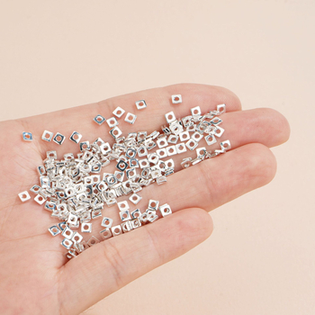 Silver Love S925 sterling srebro — kvadratne, polomljene spacer perle za DIY narukvice i ogrlice