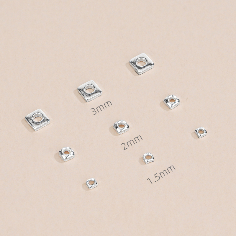 Silver Love S925 sterling srebro — kvadratne, polomljene spacer perle za DIY narukvice i ogrlice